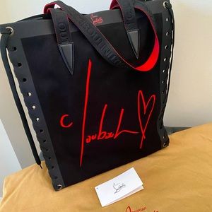 CL Small Cabalace Canvas & Leather Tote In Black Laces NEW